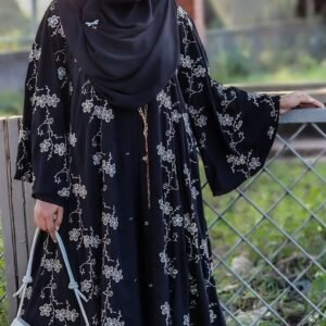 Floral Aura Abaya Black ফুল সেট